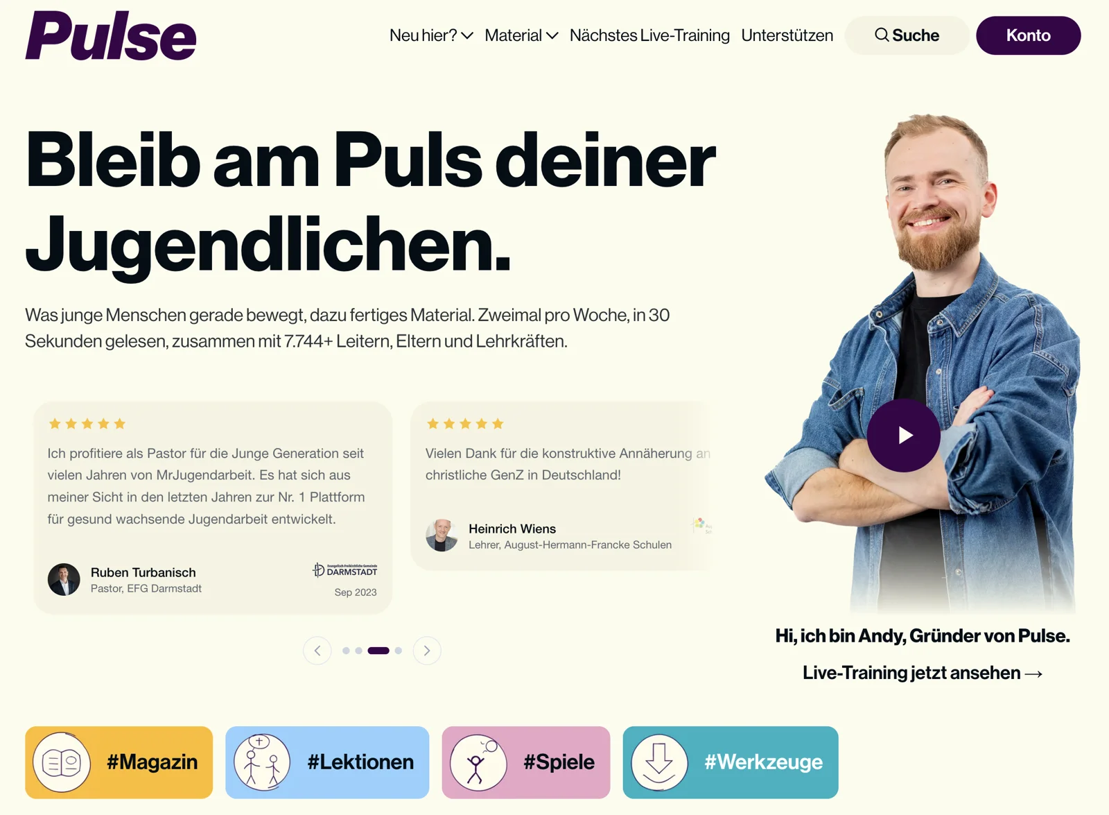 Pulse homepage — built and run on Ghost